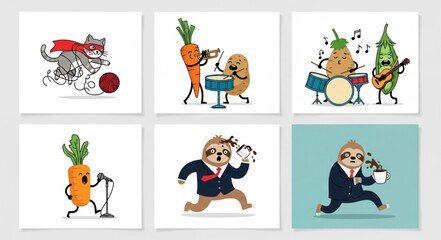 Fototapeta premium set of funny animals
