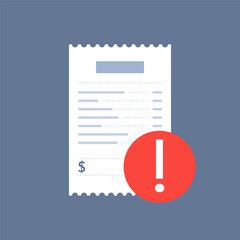Unpaid Financial Statement with Warning Icon