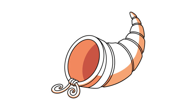 Classic illustration of an empty cornucopia horn of plenty signifies harvest abundance and is a symbol of thanksgiving celebrations.