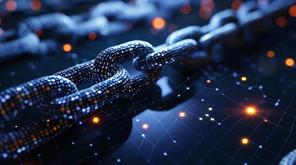 Abstract Digital Chain Links Representing Blockchain Technology and Connectivity