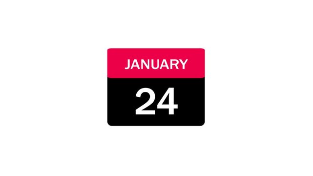 January 24th Calendar Icon Graphic with Red and Black Design Element for Event Scheduling and Planning