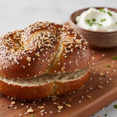 Pretzel Bun with Everything Bagel Seasoning