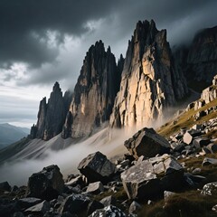 Rocky Cliffs Steep jagged cliffs with sheer drops and boulders