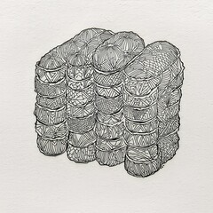 Sushi Rolls Intricate hand drawn sushi rolls with geometric patt