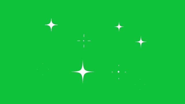 twinkle lights Sparkling stars Shine animation Twinkle star glitter sparkle, white cartoon, flat, blast, vector, doodles style stars blinking, glitter on green screen background, night sky.