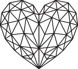 Illustration of geometric low poly heart shape outline icon vector art
