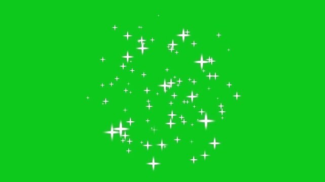Twinkle stars Particuler sparkle on night skye with alpha channel video 4k, green screen background