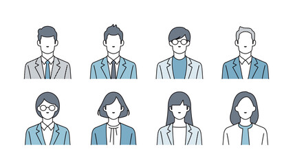 Set of faces of business people
