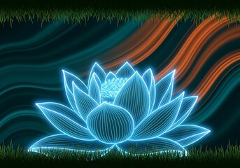 Neon Lotus Flower Radiating in a Mystical Ambiance with Serenity Feel
