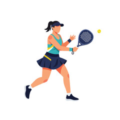 Woman playing padel tennis, hitting ball with racket, active lifestyle, sports concept