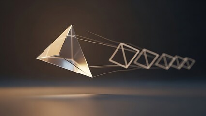 Innovative design concept with 3D triangles in motion