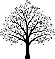 Obraz premium vector tree silhouette with leaves