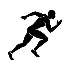 Speed Sprint Silhouette of Runner Isolated on Clean White Background.