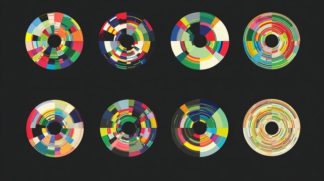 transmutation. Vibrant circular patterns representing drumbeat rhythms in an abstract composition. event programs, museum guides, designed for cultural heritage projects and event programs.