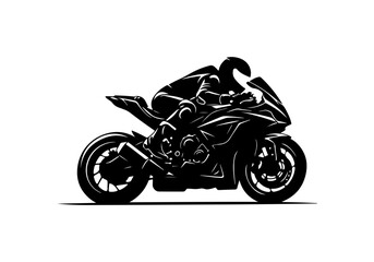 Obraz premium Silhouette of Motorcyclist on Sport Bike