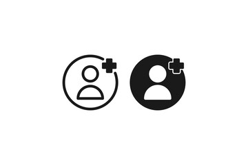 solid and outline icon of user add friend