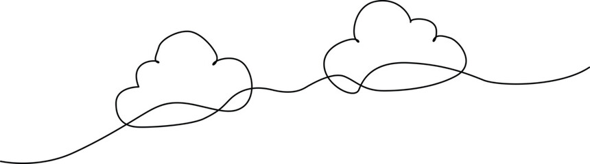 A whimsical illustration of two clouds connected by a wavy line. Vector