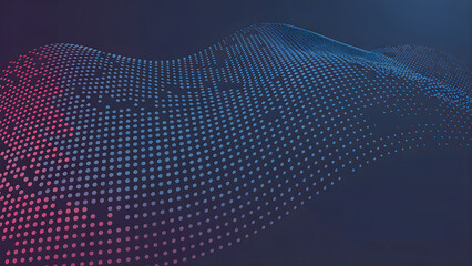 Red and Blue Dotted Wave Pattern on Dark Background