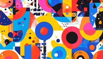 Obraz premium Vibrant geometric shapes collage dance