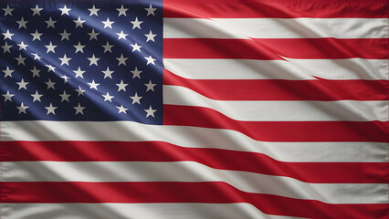 American Flag Waving Isolated on White Background