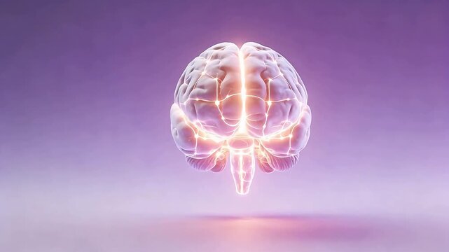 Human brain with glowing neural pathways