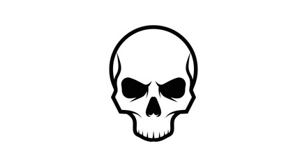 Obraz premium Simple Black and White Skull Illustration.