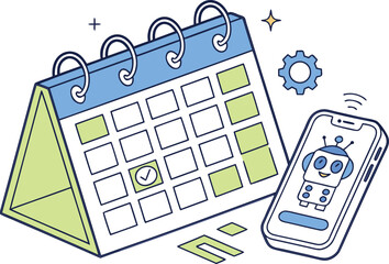 AI Calendar Smart Scheduling Icon for Automated Planning, Time Management, and Productivity Optimization