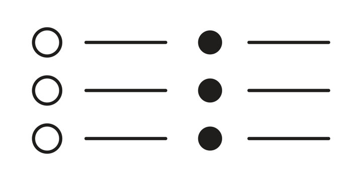 Bulleted list icon in black line style set. logotype designs