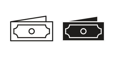 Obraz premium Cash icon in black line style set. logotype designs