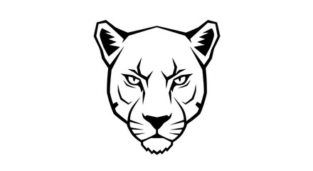 Obraz premium Black and White Illustration of Lioness Head.