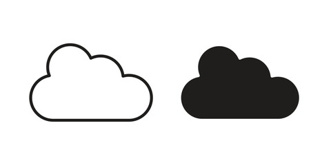 Obraz premium Cloud icon in black line style set. logotype designs