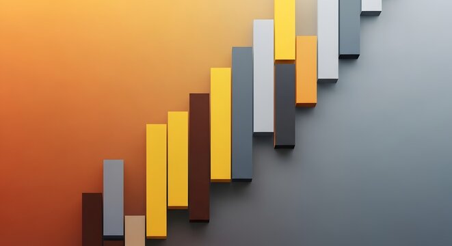 Colorful rectangles forming a staircase against a gradient background