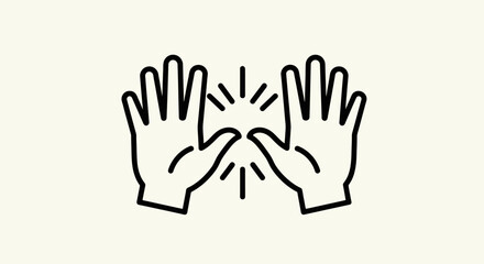 Obraz premium Two open hands reaching towards each other with light rays between them.