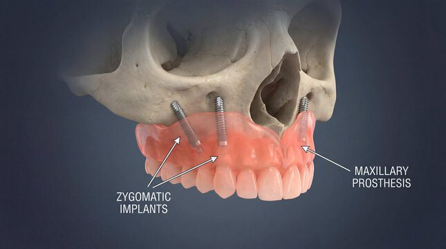 Zygomatic implants and maxillary prosthesis dental concept