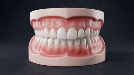 Obraz premium Dental model of teeth on dark background, close-up