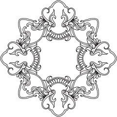 Fototapeta premium Oriental black and white pattern with floral ornament engraving illustration art. Suitable for wedding invitations, certificates, and cultural graphic design. 