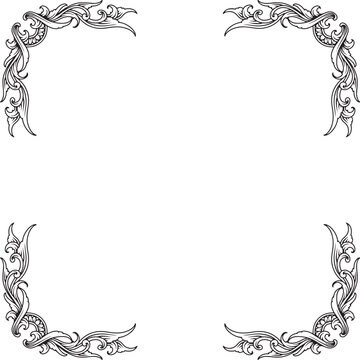 Vintage Baroque Ornament Floral Frame Engraving Style. Suitable for wedding invitations, certificates, cards, and cultural design.