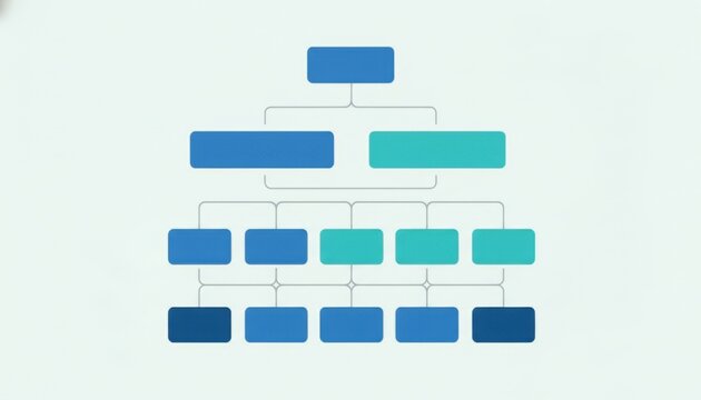 Organizational chart with blue and teal blocks on light background