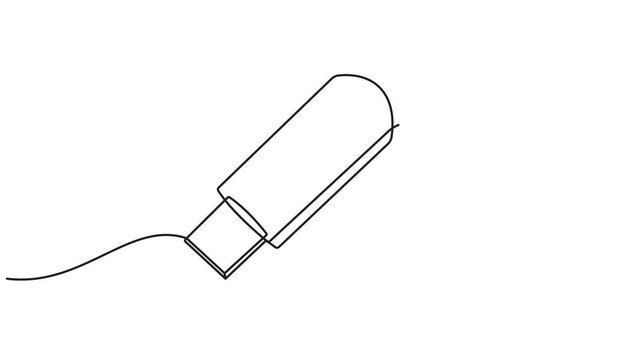 Self drawing animation of continuous singe line drawing USB Flash Drive 4k video.