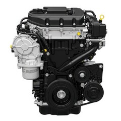 Close up view of a modern car engine with various components and parts visible