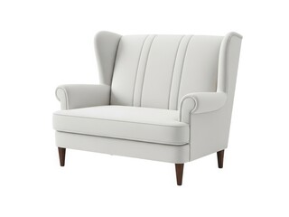 Fototapeta premium Elegant wingback chair with tufted upholstery in a soft beige color