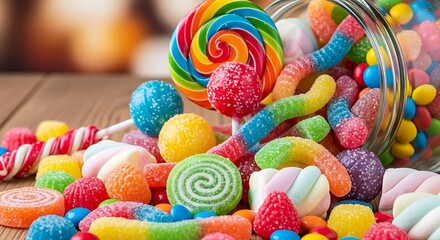 Fototapeta premium colorful candy in a basket