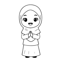 Obraz premium Cute child praying hands cartoon character illustration for faith hope kindness and spirituality concepts