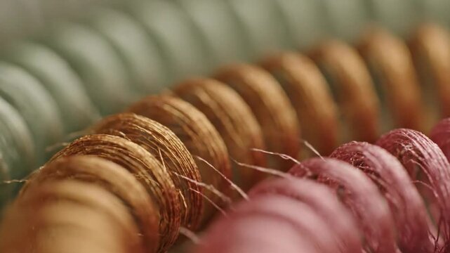 Colorful threads spools closeup sewing