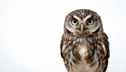 Cute little owl isolated on white background. Clean and minimal wildlife image, perfect for education, design, and animal-themed projects.