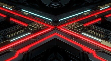 Futuristic Red Blue Neon Sci Fi Matrix Pattern Abstract Background