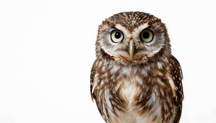 Cute little owl isolated on white background. Clean and minimal wildlife image, perfect for education, design, and animal-themed projects.