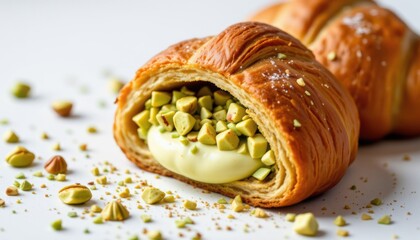Golden Pastry Filled with Cream and Chopped Greens