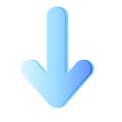 3D Icon Gradient Down Arrow Download Direction Navigation Symbol Isolated High Quality Render Transparent Background