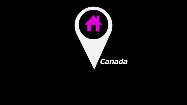 Location of the Country new work the name of the place with the location has been displayed, with black background,4k RPS location video animation.